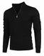 Balancora Pullover Herren Rundhals Sweater Top Feinstrick Langarmshirt Basic Fit Warme Pullover Schwarz,M