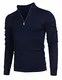 Balancora Pullover Herren Stehlkragen Hoch Langsleeve Langarmshirts Stehlkragen Pulli Basic Slim Typ Navyblau,M