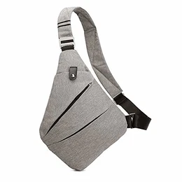 Umhängetasche, Schultertasche, Brusttasche, Anti-Diebstahl, für Damen und Herren (hellgrau)