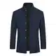 Sliktaa Herren Wollmantel Slim fit Casual Short Jacket Winter Parka Warm Simple Elegant Mantel+Weste(Blau XL)