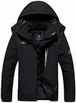 TACVASEN Herren Warme Skijacke Gefütterte Winterjacke Wasserabweisende mit Abnehmbarer Kapuzen Blau/Schwarz