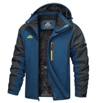 TACVASEN Herren Warme Skijacke Gefütterte Winterjacke Wasserabweisende mit Abnehmbarer Kapuzen Denim Blau