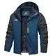 TACVASEN Herren Warme Skijacke Gefütterte Winterjacke Wasserabweisende mit Abnehmbarer Kapuzen (M, Denim Blau)