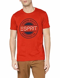 Herren Logo Print T-Shirt, 635/ORANGE RED, M