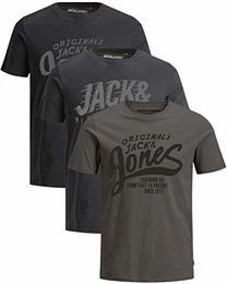 Herren T Shirt 3er Pack Print Mix Rundhals Tee Regular Slim Fit O Neck Ausschnitt (Regular Fit Mix 1, M)