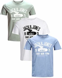Herren T Shirt 3er Pack Print Mix Rundhals Tee Regular Slim Fit O Neck Ausschnitt (Regular Fit Mix 10, M)