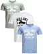 JACK & JONES Herren T Shirt 3er Pack Print Mix Rundhals Tee Regular Slim Fit O Neck Ausschnitt (Regular Fit Mix 10, M)