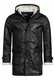 Indicode Herren Calshot Dufflecoat in Veloursleder-Optik mit gefütterter Kapuze   Warmer Wintermantel mit Teddy-Futter moderner Herrenmantel Winter Mantel für Männer Black M