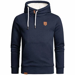 Amaci&Sons Herren Basic Kapuzenpullover Sweatjacke Pullover Plüsch Hoodie Sweatshirt (4054) Navyblau