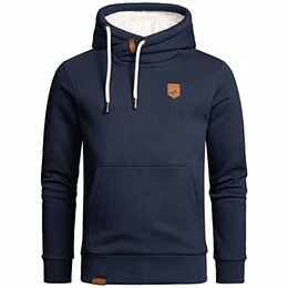 Herren Basic Kapuzenpullover Sweatjacke Pullover Plüsch Hoodie Sweatshirt 4054 Navyblau M