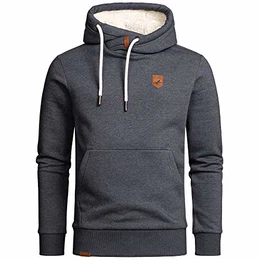 Herren Basic Kapuzenpullover Sweatjacke Pullover Plüsch Hoodie Sweatshirt 4054 Blau Melange M