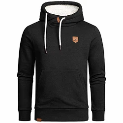 Amaci&Sons Herren Basic Kapuzenpullover Sweatjacke Pullover Plüsch Hoodie Sweatshirt (4054) Schwarz