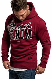 Herren Basic Kapuzenpullover Sweatjacke Pullover Hoodie Sweatshirt 4051 Bordeaux M