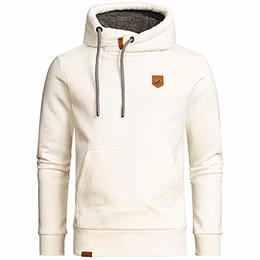 Herren Basic Kapuzenpullover Sweatjacke Pullover Plüsch Hoodie Sweatshirt 4054 Weiß M