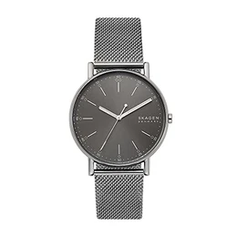 Herrenuhr Signatur, Dreizeiger Uhrwerk, 40mm Charcoal Edelstahlgehäuse mit Edelstahl Mesh Armband, SKW6577