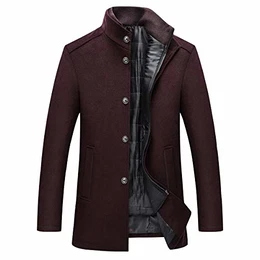 Herren Wintermantel Kurz Mantel Knopfleiste Stehkragen Mens Coat