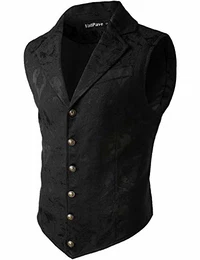 Herren Viktorianischer Anzug Weste Steampunk Gothic Weste XX-Large Schwarz
