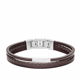 Herren Armband - Edelstahl und Leder, JF03323040