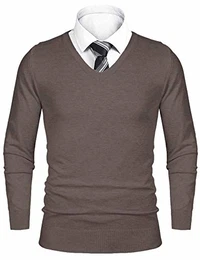 Pullover Herren V-Ausschnitt Langarm Baumwolle Sweater