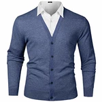 iClosam Herren Strickjacke Cardigan Mit V-Ausschnitt Blaugrau
