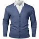 iClosam Herren Strickjacke Cardigan Mit V-Ausschnitt Aus Baumwolle, Blaugrau, M
