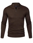 iClosam Herren Strickpullover Mit Stehkragen Und Reißverschluss Dunkelbraun