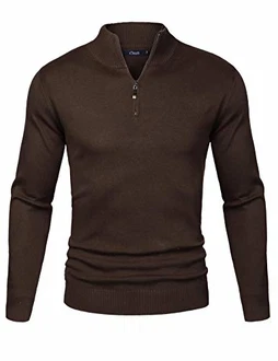 iClosam Herren Strickpullover Mit Stehkragen Und Reißverschluss Dunkelbraun