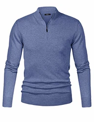 iClosam Herren Strickpullover Mit Stehkragen Und Reißverschluss Blaugrau
