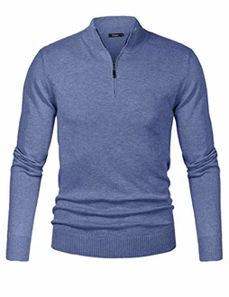 iClosam Herren Strickpullover Mit Stehkragen Und Reißverschluss Blaugrau