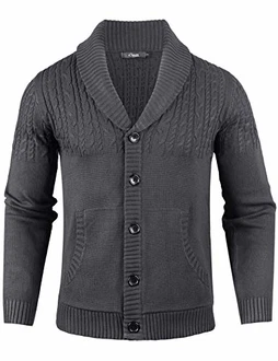 iClosam Herren Strickjacke Cardigan Mit V-Ausschnitt Dunkelgrau iClosam Herren Strickjacke Cardigan Mit V-Ausschnitt Dunkelgrau