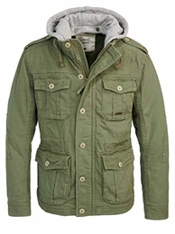 Urban Vintage Parka Sweathood Jacke (Oliv-Grey, M)