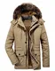 moxishop Herren Winterjacke Winter Mäntel Warme Parka Jacke mit Fell Wintermantel mit Kapuze Übergangsjacke Gefütterte Winterparka (A1- Khaki,M)