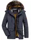 moxishop Herren Winterjacke Winter Mäntel Warme Parka Jacke mit Fell Wintermantel mit Kapuze Übergangsjacke Gefütterte Winterparka (A1- Dunkelblau,M)