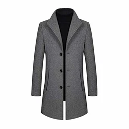 Allthemen Wintermantel Mantel Herren Lang Slim Fit Herrenmantel Winter Schwarz Business Mantel Herren Wolle Wollmantel