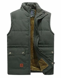 Steppweste Herren Outdoor Weste Multi Taschen Funktionsweste Männer Wattiert Fleece Jacke Winter für Jagd Angeln #2 Dunkeloliv M (Etikett: 3XL)