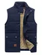 KEFITEVD Weste Herren Gefüttert Thermo Winterjacke Übergangsjacke Warme Outdoor Weste Beheitze Weste Herbst Männer Dunkelblau M