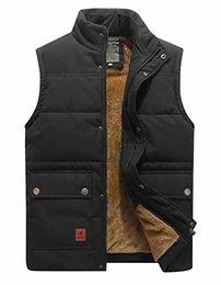 Fleeceweste Herren Winterjacke Thermo Weste Anglerweste Steppjacke Outdoor Safari Weste Warme Übergangsjacke #2 Schwarz M (Etikett: 3XL)