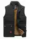 KEFITEVD Fleeceweste Herren Winterjacke Thermo Weste Anglerweste Steppjacke Outdoor Safari Weste Warme Übergangsjacke #2 Schwarz M (Etikett: 3XL)