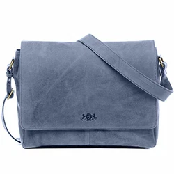 SID & VAIN Laptoptasche Messenger Bag Spencer 15 Zoll Laptopfach blau