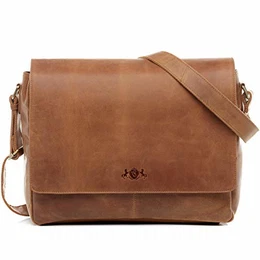 Laptoptasche Messenger Bag echt Leder Spencer groß Businesstasche 15 Zoll Laptop Umhängetasche Laptopfach Ledertasche Herren braun