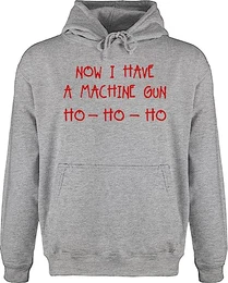 Hoodie Herren Pullover Männer - Weihnachten Geschenke Christmas Bekleidung - Ho Ho Ho Now I Have a Machine Gun - L - Grau meliert - weihnachtspulli lustig weihnachtshoodie