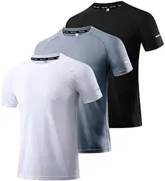 3er Pack Sport Tshirts Herren Funktionsshirt Laufshirt Kurzarm Schnelltrocknend Atmungsaktiv Sport Shirt Männer Sportshirt Herren Kurzarm Trainingsshirt Herren Black/White/Gray-3P06-M