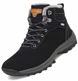 Winterschuhe Herren Damen Winterstiefel Winterboots Gefüttert Wanderschuhe Barfußschuhe Winter Wasserdicht Schneestiefel Warme Schneeschuhe Schwarz,GR.43