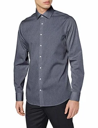 Herren Shaped Fit Businesshemd, Blau (Dunkelblau Neu 13), 42
