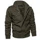 MAGCOMSEN Herren Winterjacke Übergangsjacke Warm Gefütterte Winterparka mit Brusttaschen Bundeswehr Cargo Jacke Unifarben Sweatjacke mit Stehkragen Armeegrün M (Etikett: L)