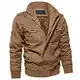MAGCOMSEN Herren Fliegerjacke Warme Fleecejacke Gefütterte Winterparka Lässig Militär Jacke Taktische Jacken Stehkragen Jacke Windjacke Mantel Retro Jacke Khaki M (Etikett: L)
