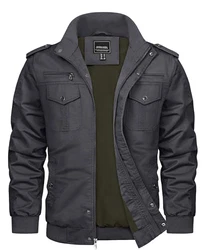 TACVASEN Herrenjacke Parka Übergangsjacke Blau