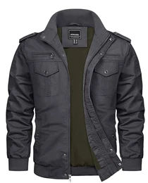 Herrenjacke Übergangsjacke Herren US Feldjacke Arbeitsjacke Jacke Frühling Männer Baumwolle Herbstjacke Outdoorjacke, (M, Dunkelgrau)