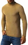 Leif Nelson Herren Strickpullover mit Rollkragen LN2010 Beige (LN2010)