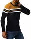 Leif Nelson Herren Strickpullover Pullover mit Rundkragen Feinstrickpullover Männer Pulli für Winter Rundhals-Ausschnitt Slim Fit Longsleeve Langarm Crew Neck LN1985 M Dunkel Blau-Ocker